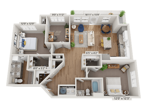 Floor plan image of B4, 2-bedroom apartment